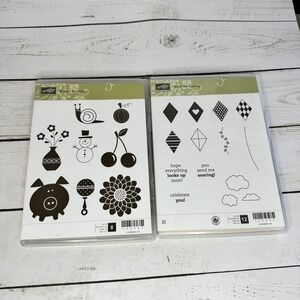 Stampin' Up! Clear-Mount Stamp Sets Button Buddies (8) & Send‎ Me Soaring (12)